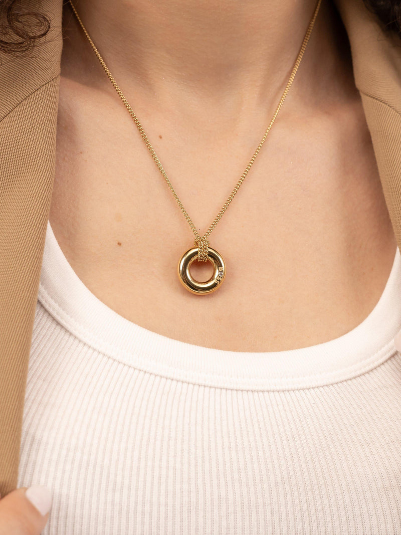 HUGO BOSS gold hoop pendant necklace - British product