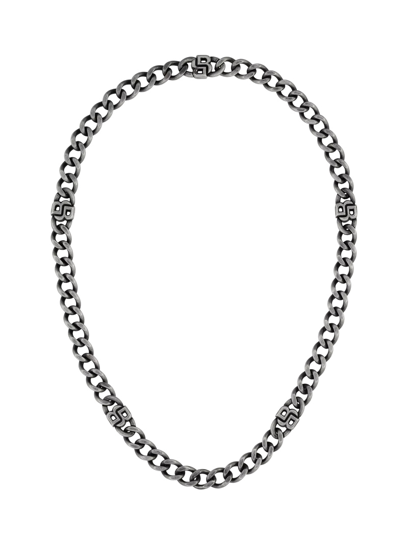 BOSS Double B curb chain necklace grey (British brand)