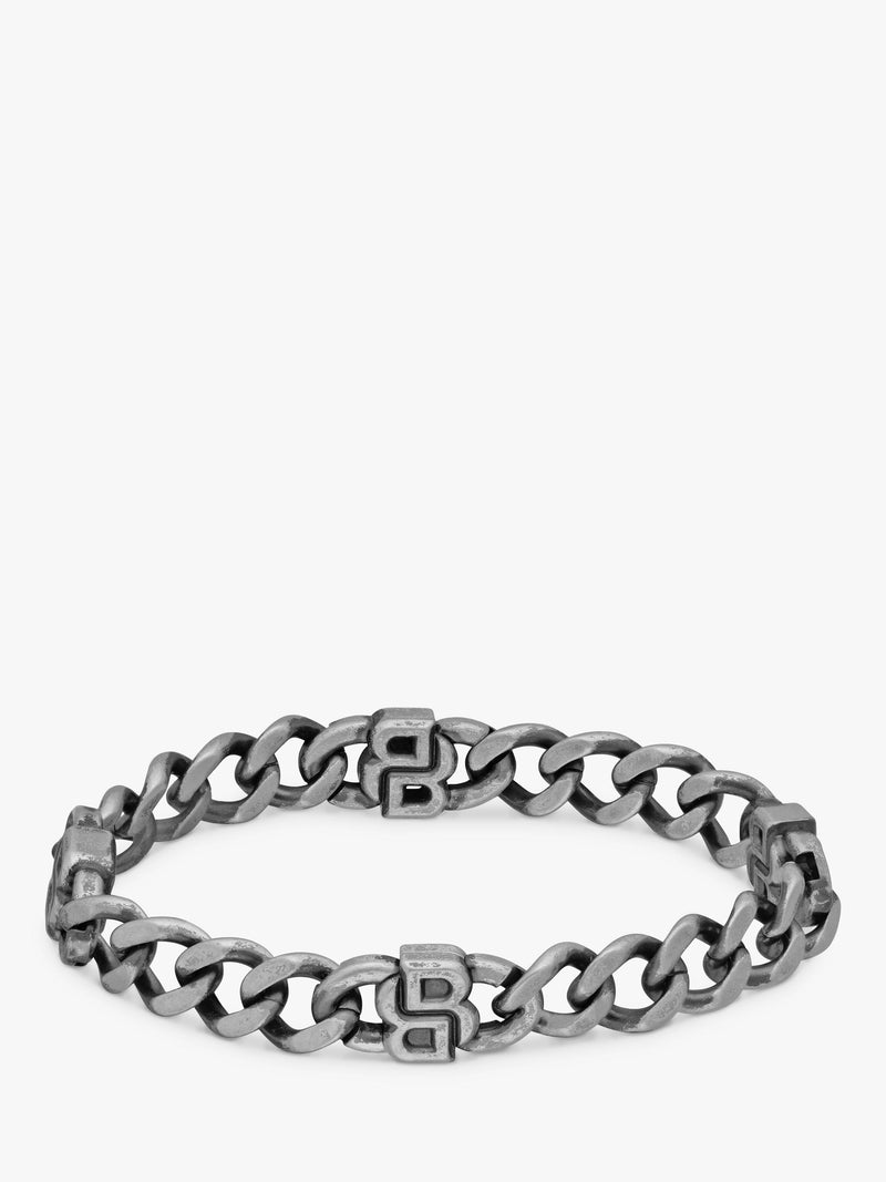 HUGO BOSS curb chain bracelet grey 190mm, UK version