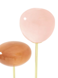 MADE floor lamp with pink glass shades and brass accents, imported from the UK