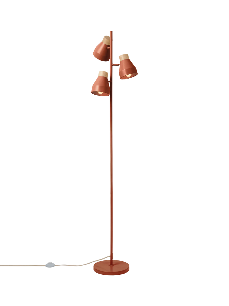 MADE Albert red 3-light floor lamp - British product