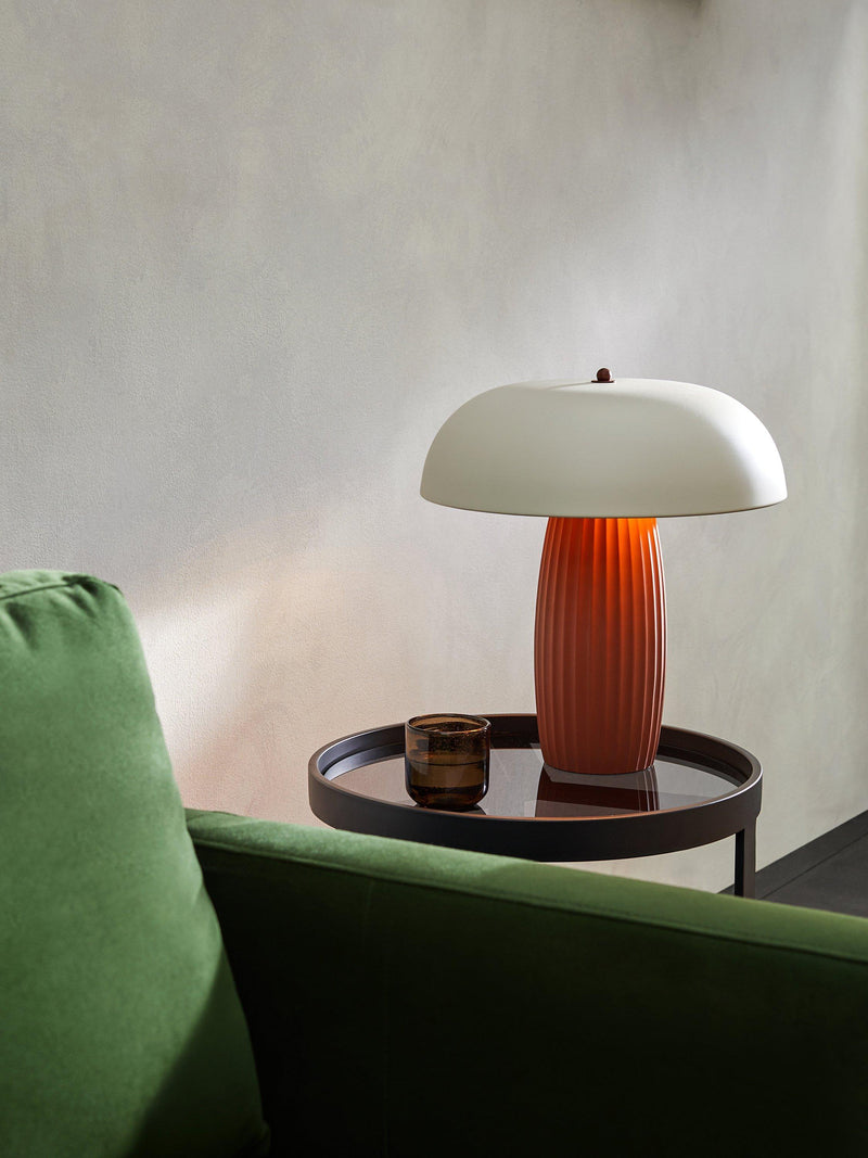MADE Eliya terracotta table lamp with fluted base - British product