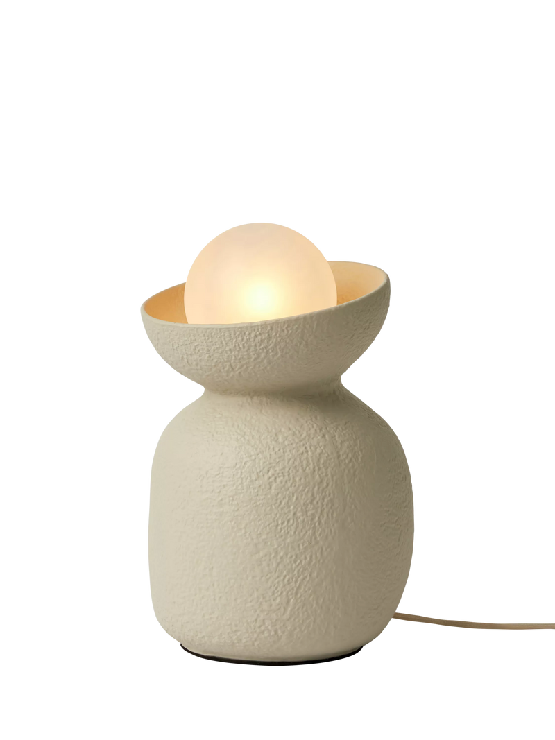 MADE Vera cream ceramic table lamp with textured base - British product