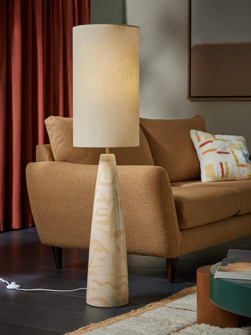 MADE Vince floor lamp cream tapered ceramic base, imported from the UK