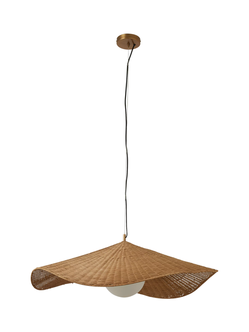 MADE Matara cream woven bamboo pendant light 90cm - UK version