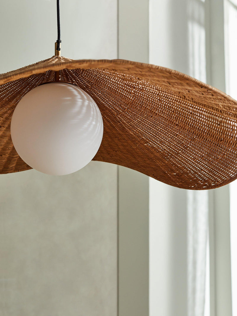 MADE Matara cream woven bamboo pendant light 90cm - UK version