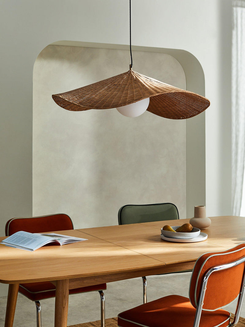 MADE Matara cream woven bamboo pendant light 90cm - UK version