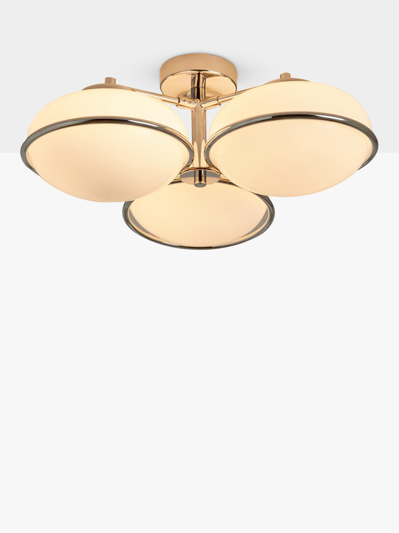 MADE Piper chrome flush ceiling light 3 lamp, UK version