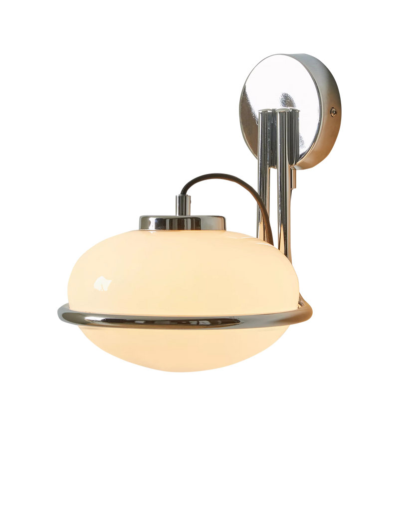 MADE Piper wall light chrome effect with glass globe, UK version