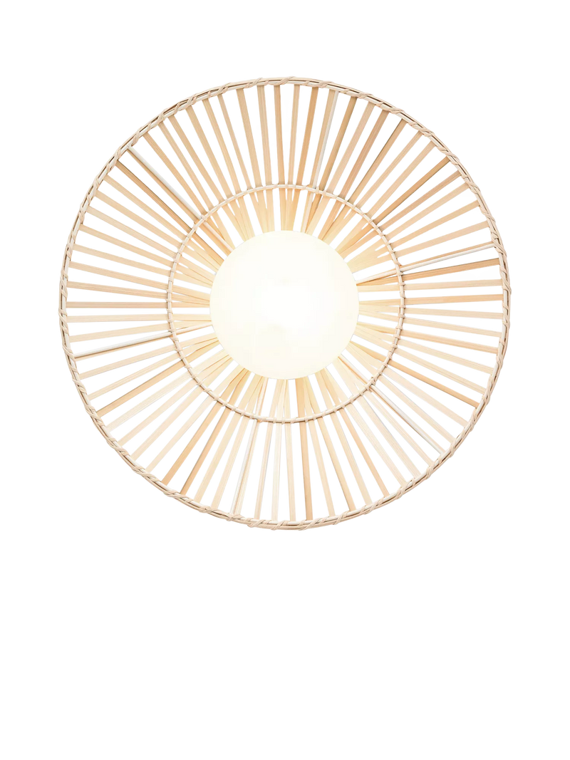 MADE Piper Weaver flush wall light with bamboo weave shade - British product