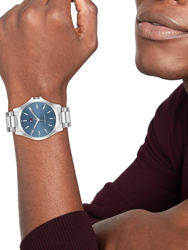 Tommy Hilfiger blue dial men's watch on bracelet, imported from the UK