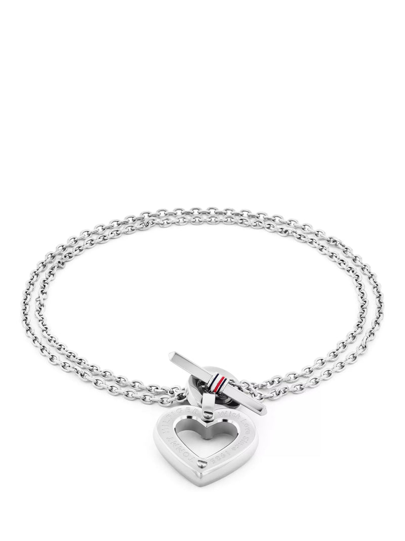 Tommy Hilfiger heart pendant chain bracelet in silver, imported from the UK