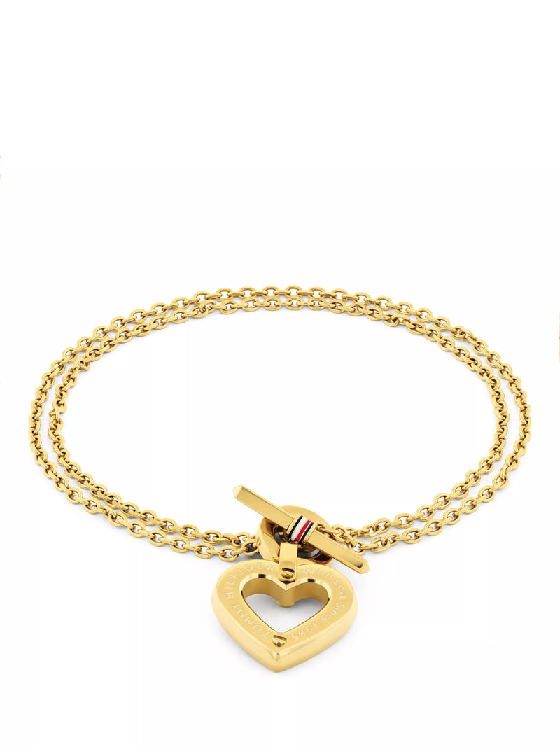 Tommy Hilfiger heart pendant chain bracelet in gold (British brand)