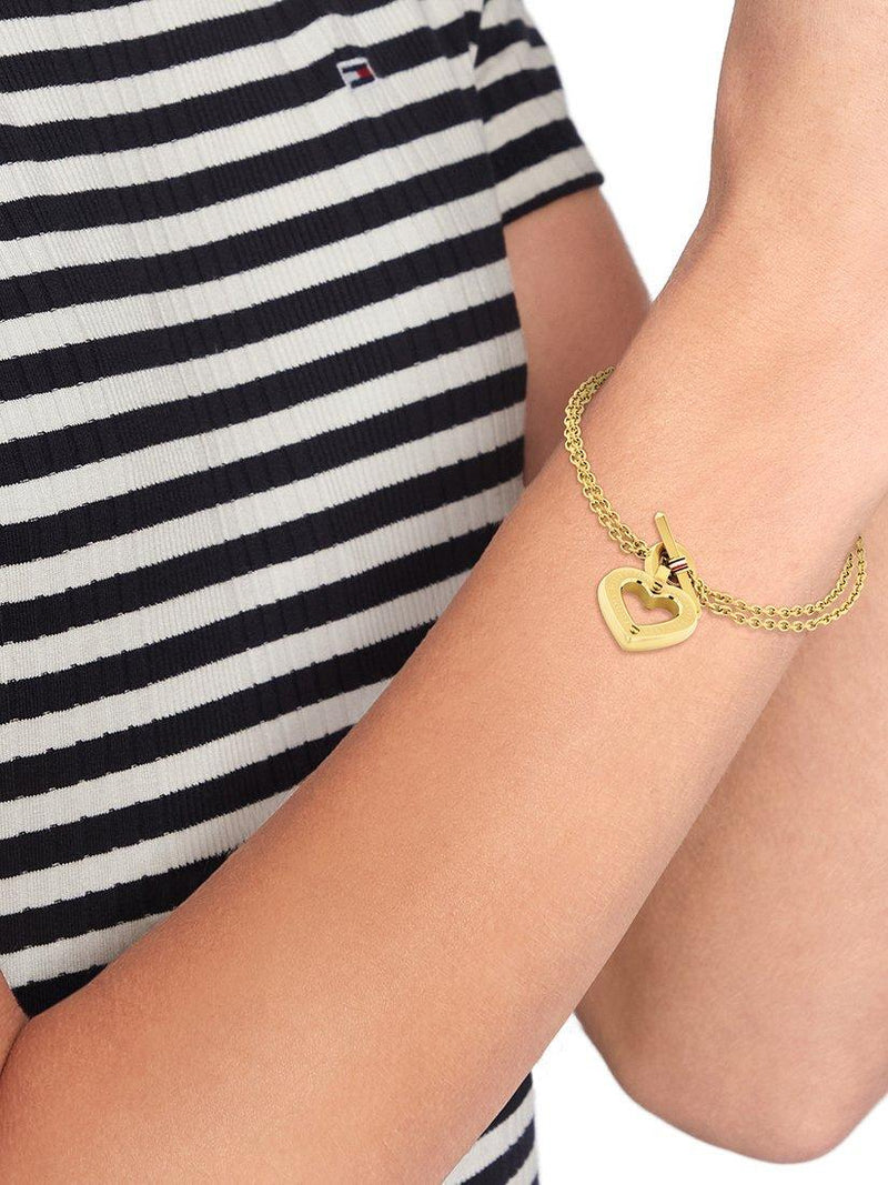 Tommy Hilfiger heart pendant chain bracelet in gold (British brand)
