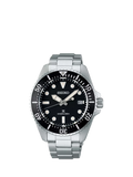 Seiko Prospex Solar Diver watch black dial silver bracelet (British brand)