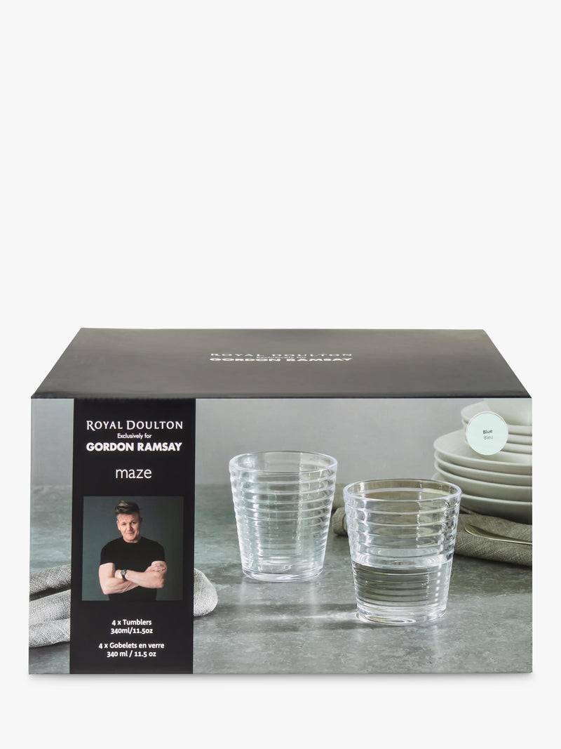Royal Doulton Gordon Ramsay Maze glass tumblers set of 4 340ml (British brand)