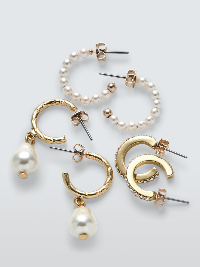 John Lewis gold hoop earrings trio set, UK version