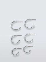 John Lewis John Lewis Classic Hoop Earrings Set, Pack of 3, Silver- Buy online at McGrocer