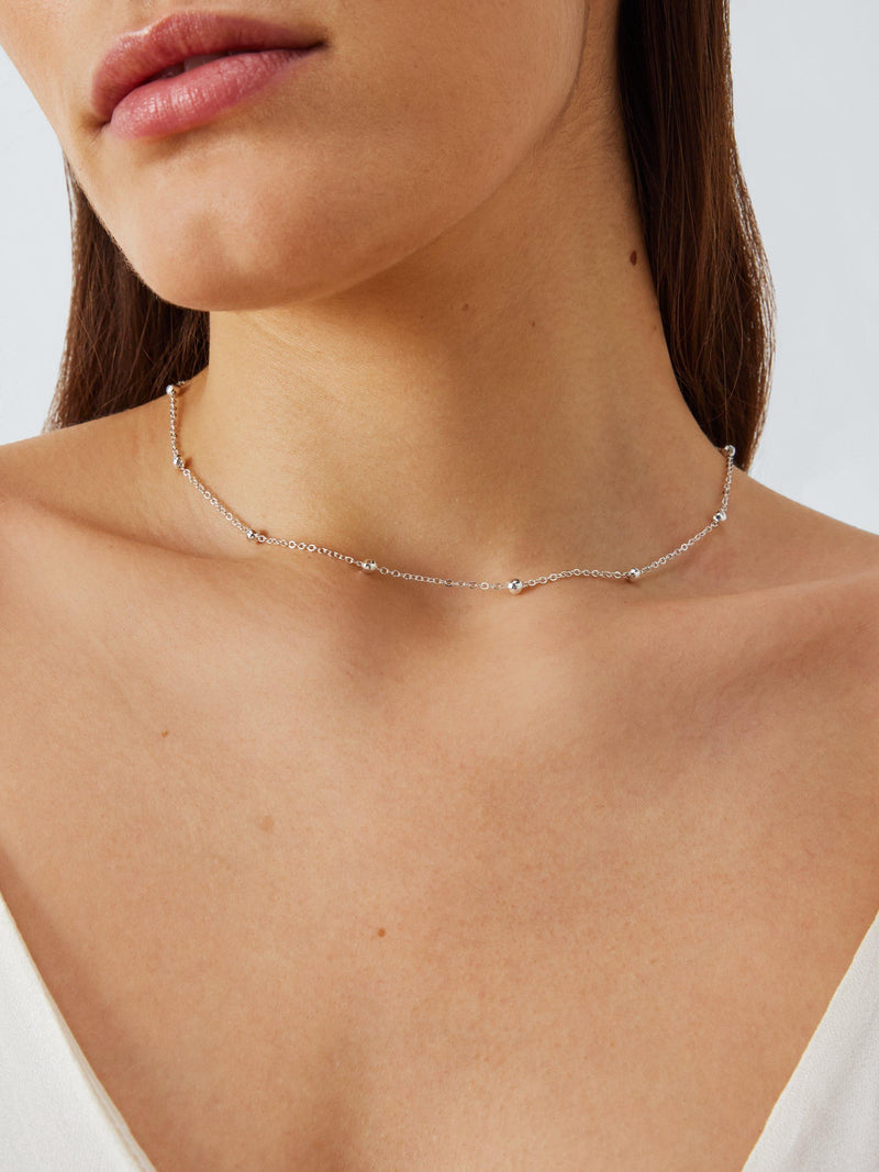 John Lewis delicate satellite chain necklace, silver tone, UK version