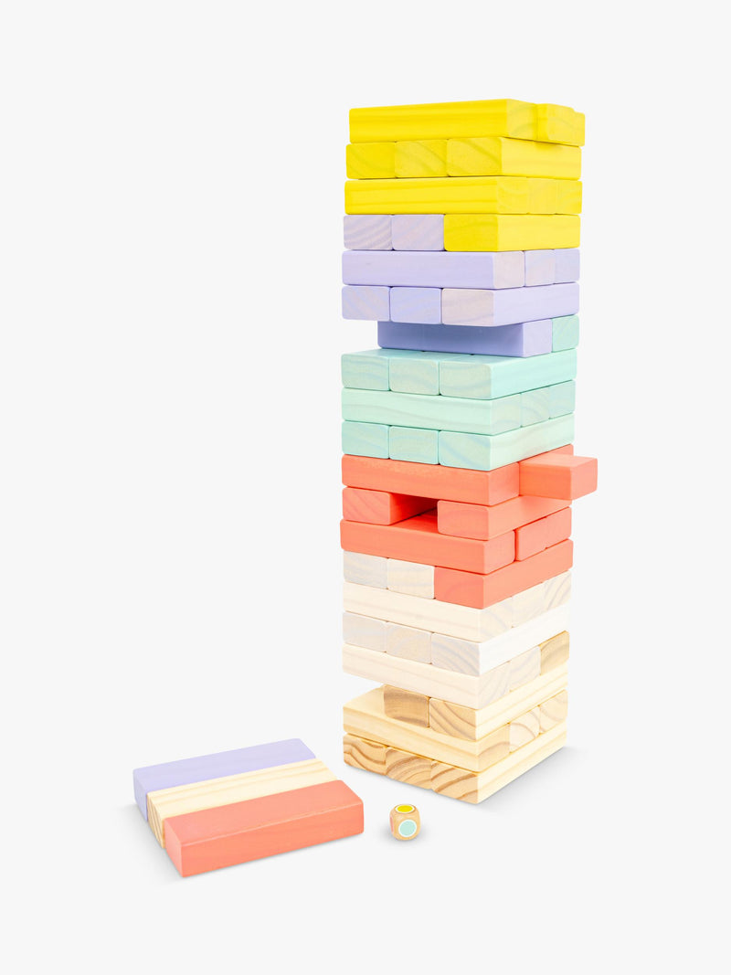Mookie Giant Wooden Tumble Tower with pastel blocks (British brand)