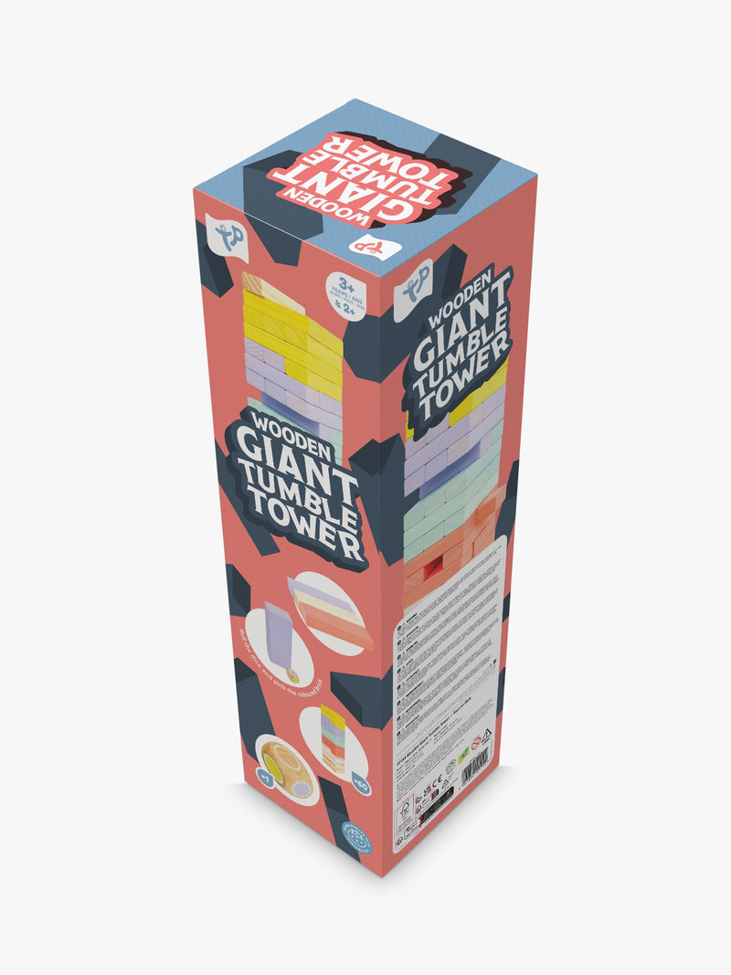Mookie Giant Wooden Tumble Tower with pastel blocks (British brand)
