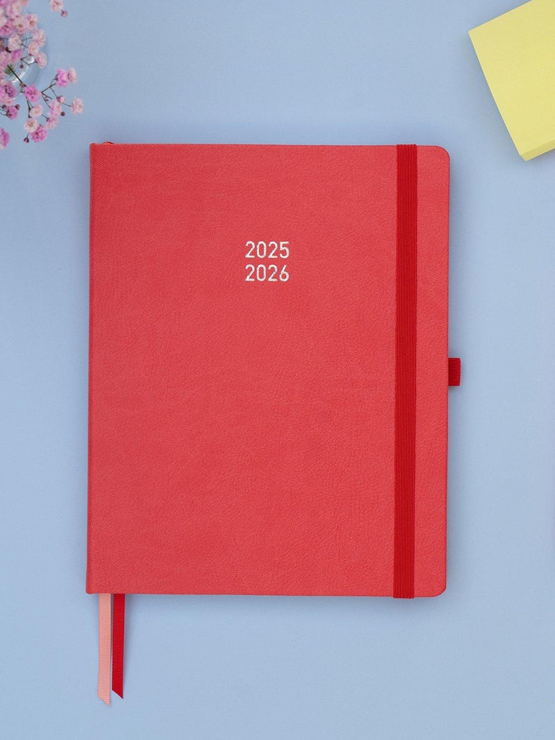 BLOX Stationery large academic diary coral 2025-26 - British product