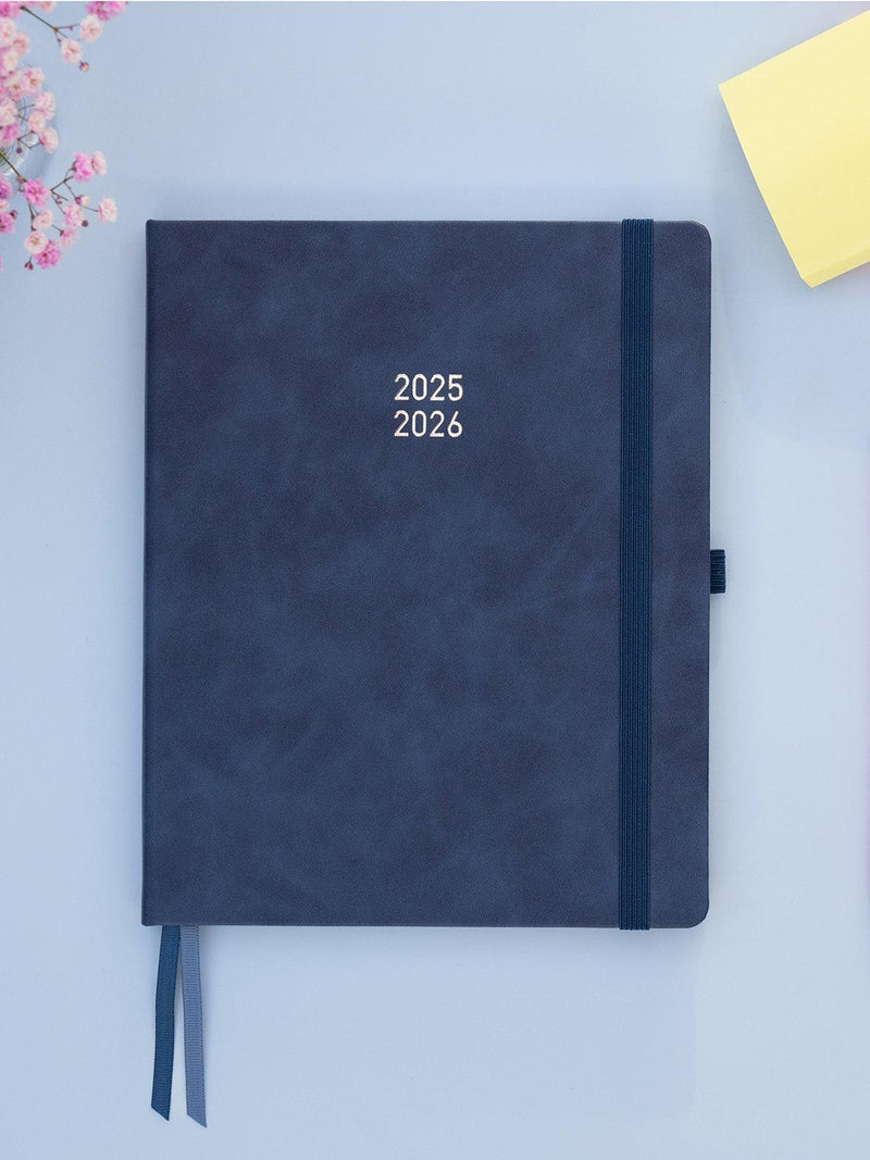 BLOX Stationery large academic diary 2025-26 denim, UK version