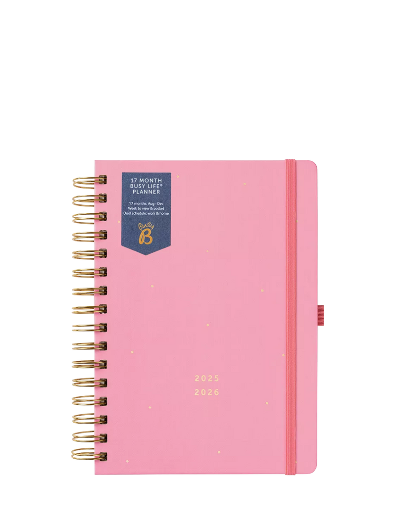 Busy B 2025-26 week-to-view planner pink - British product