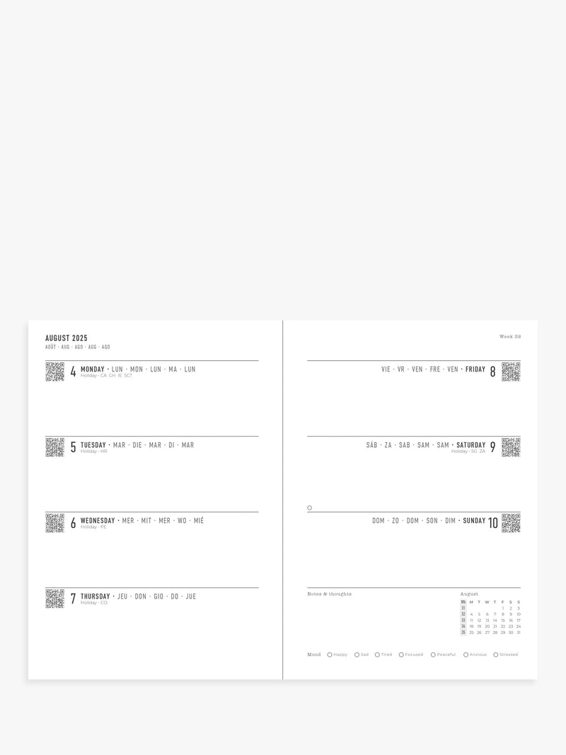 Letts academic week to view diary A5 gingham, UK version