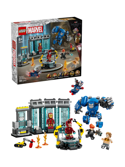 John Lewis LEGO Marvel Iron Man's Laboratory Hall of Armour Set 76315 Building Toy- Buy online at McGrocer