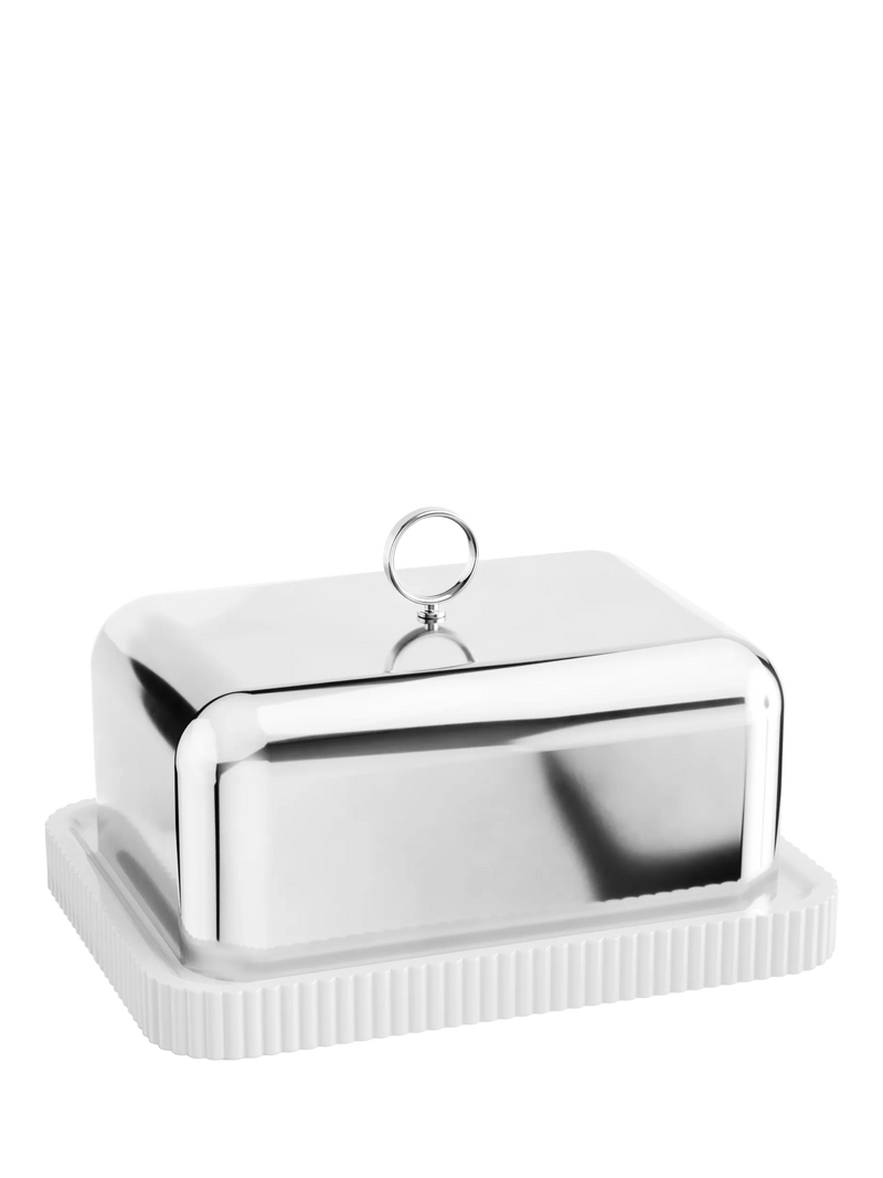 Georg Jensen Bernadotte butter dish stainless steel porcelain, imported from the UK