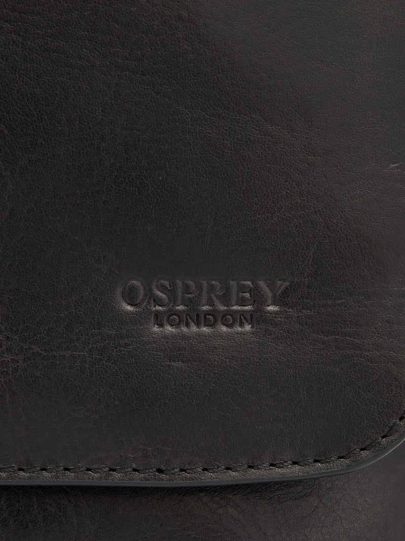 Osprey London leather messenger bag black (British brand)