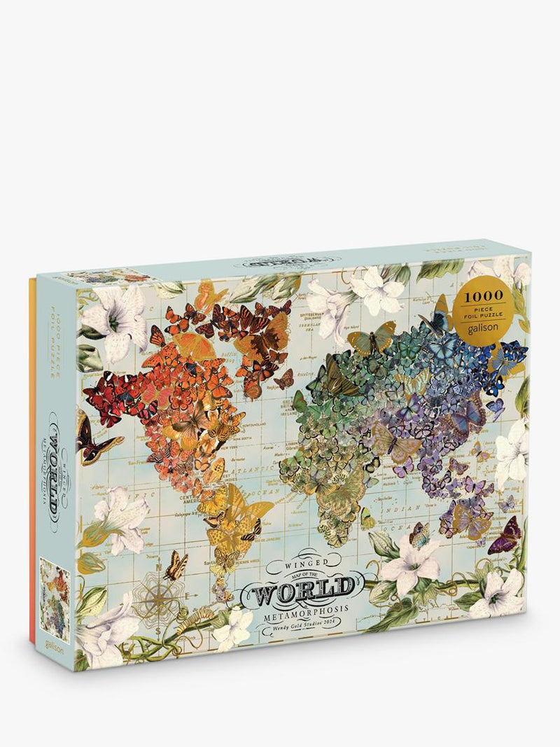 Galison Winged Map of the World jigsaw puzzle 1000 pieces, imported from the UK