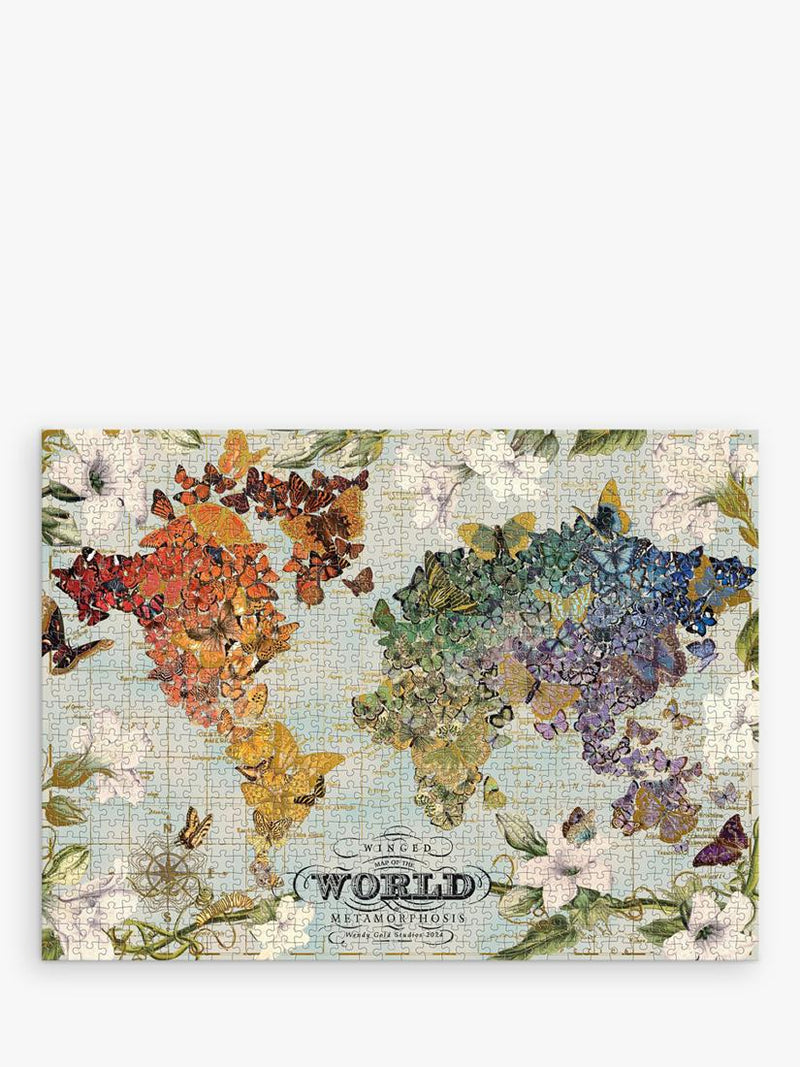 Galison Winged Map of the World jigsaw puzzle 1000 pieces, imported from the UK