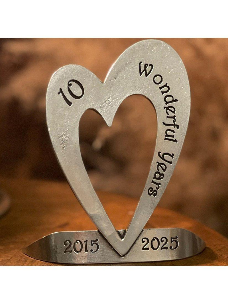 English Pewter Company heart shaped tin stand 10th anniversary - British product