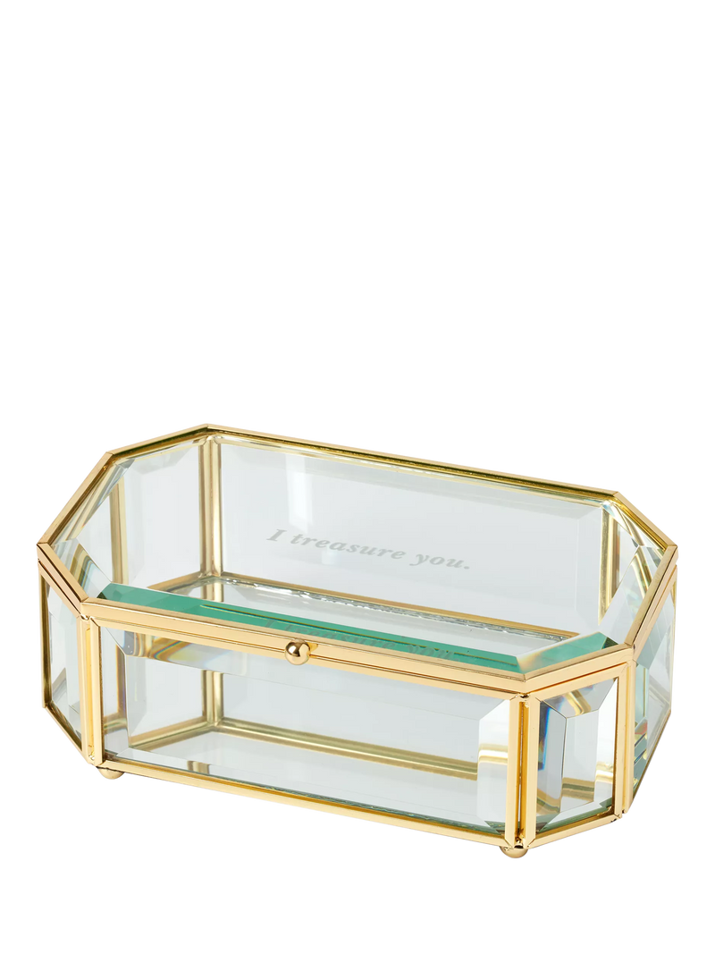 kate spade new york 'Treasure You' bevelled glass jewellery box clear, UK version