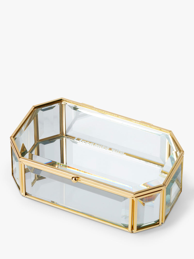 kate spade new york 'Treasure You' bevelled glass jewellery box clear, UK version