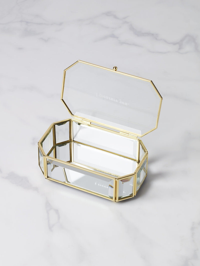 kate spade new york 'Treasure You' bevelled glass jewellery box clear, UK version
