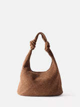 John Lewis Mint Velvet Woven Suede Knot Detail Bag, Brown- Buy online at McGrocer