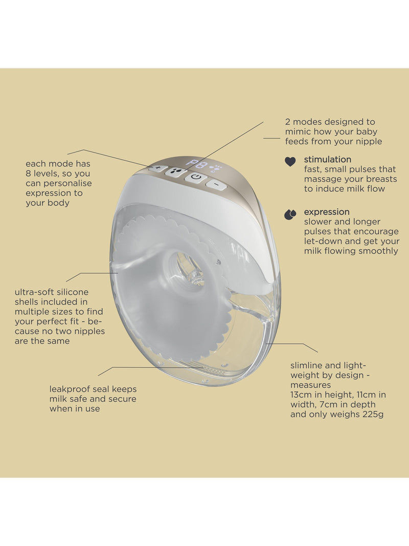 Vital Baby Flow wearable breast pump 150ml, imported from the UK