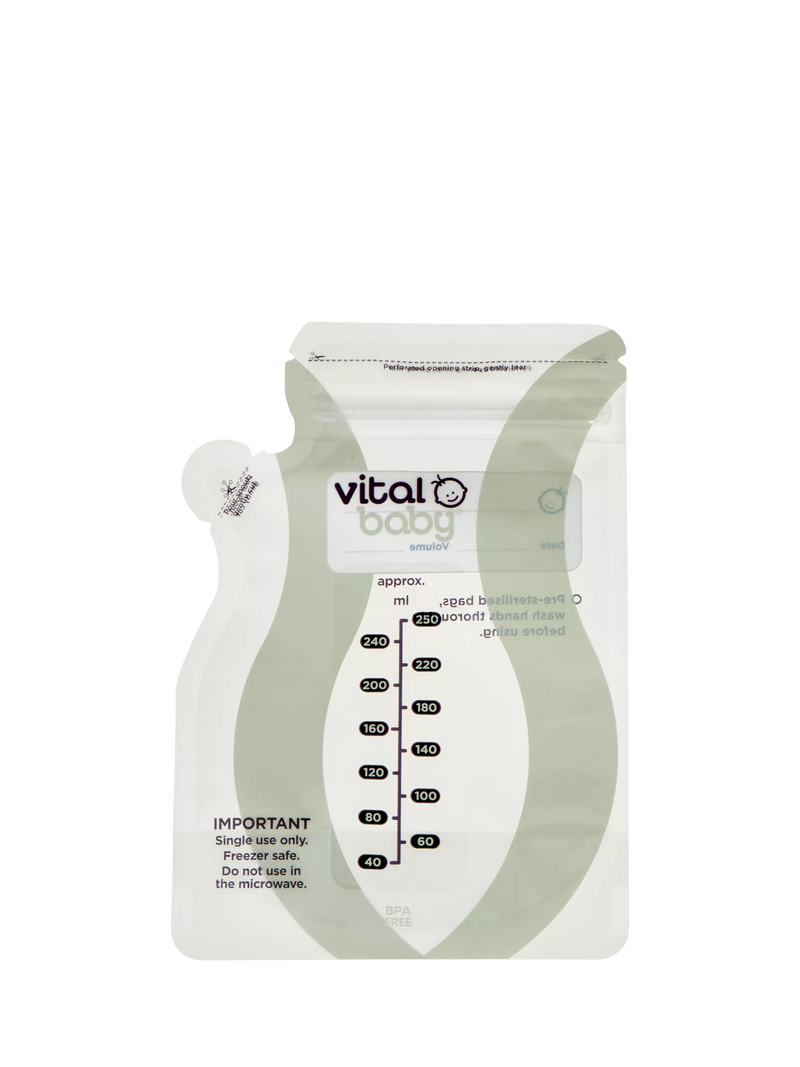 Vital Baby Nurture easy pour breast milk storage bags pack of 30 (British brand)