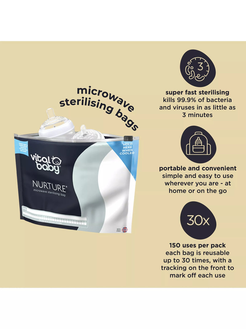Vital Baby microwave sterilising bags pack of 5, imported from the UK
