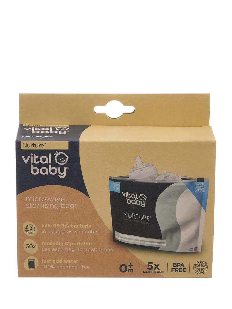 Vital Baby microwave sterilising bags pack of 5, imported from the UK