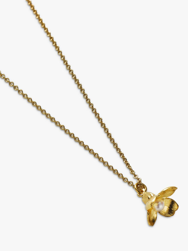 Alex Monroe cuckoo flower necklace in gold with freshwater pearl (British brand)