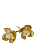 Alex Monroe Cuckoo Flower gold earrings with pearls, UK version