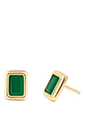 LARNAUTI green onyx stud earrings gold plated, UK version
