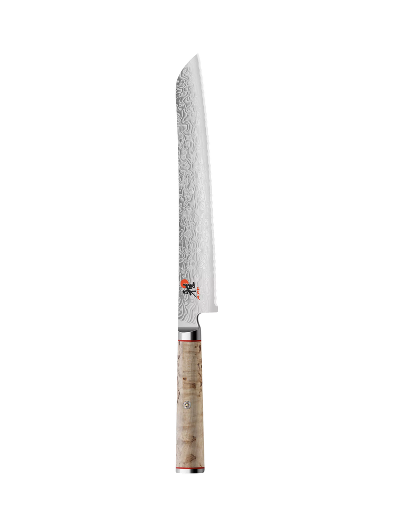 MIYABI Damascus bread knife 23cm with birch wood handle, UK version