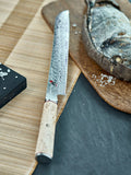 MIYABI Damascus bread knife 23cm with birch wood handle, UK version