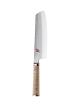 John Lewis MIYABI Damascus Steel Nakiri Knife with Birch Wood Handle, 17cm- Buy online at McGrocer