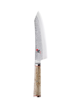 John Lewis MIYABI 18cm Damascus Steel Rocking Santoku Knife with Birch Wood Handle- Buy online at McGrocer
